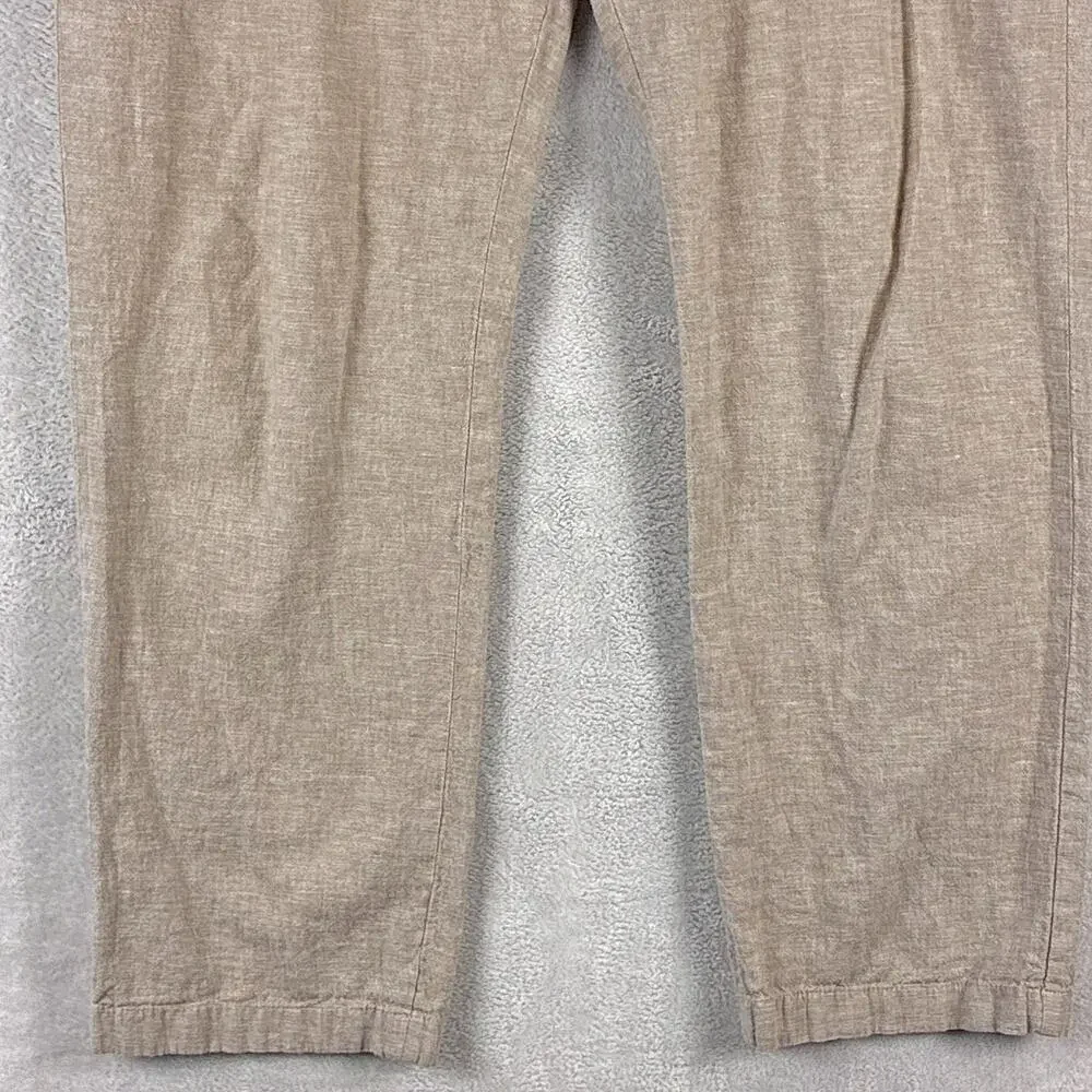 Perry Ellis Pants Mens 34x30 (37x28) Beige Linen Drawstring Beach Summer Preppy